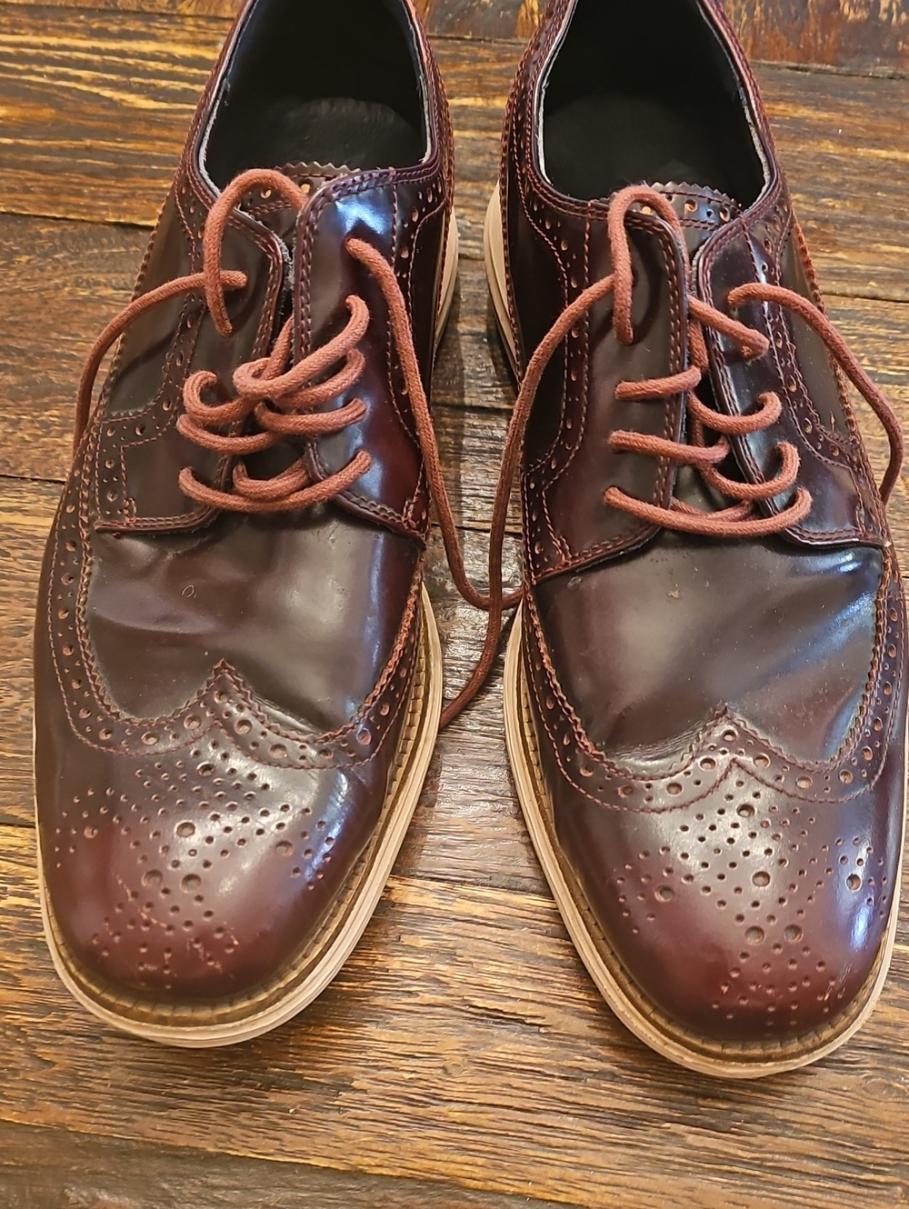 Men's Burgundy Wingtip Dress Shoes - Classic Brogue Style Cole Haan 12